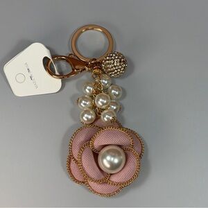Luxe Mauve Flower & Pearl Keychain/Bag Charm